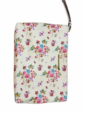 Steve Madden Cream Floral Zipper Clutch Pouch Bag